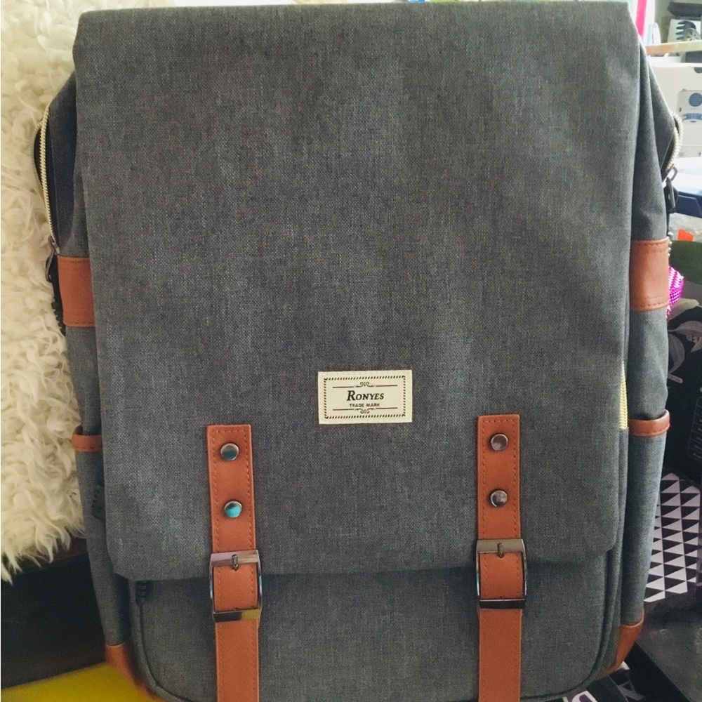 Gray and Brown Men's Backpack